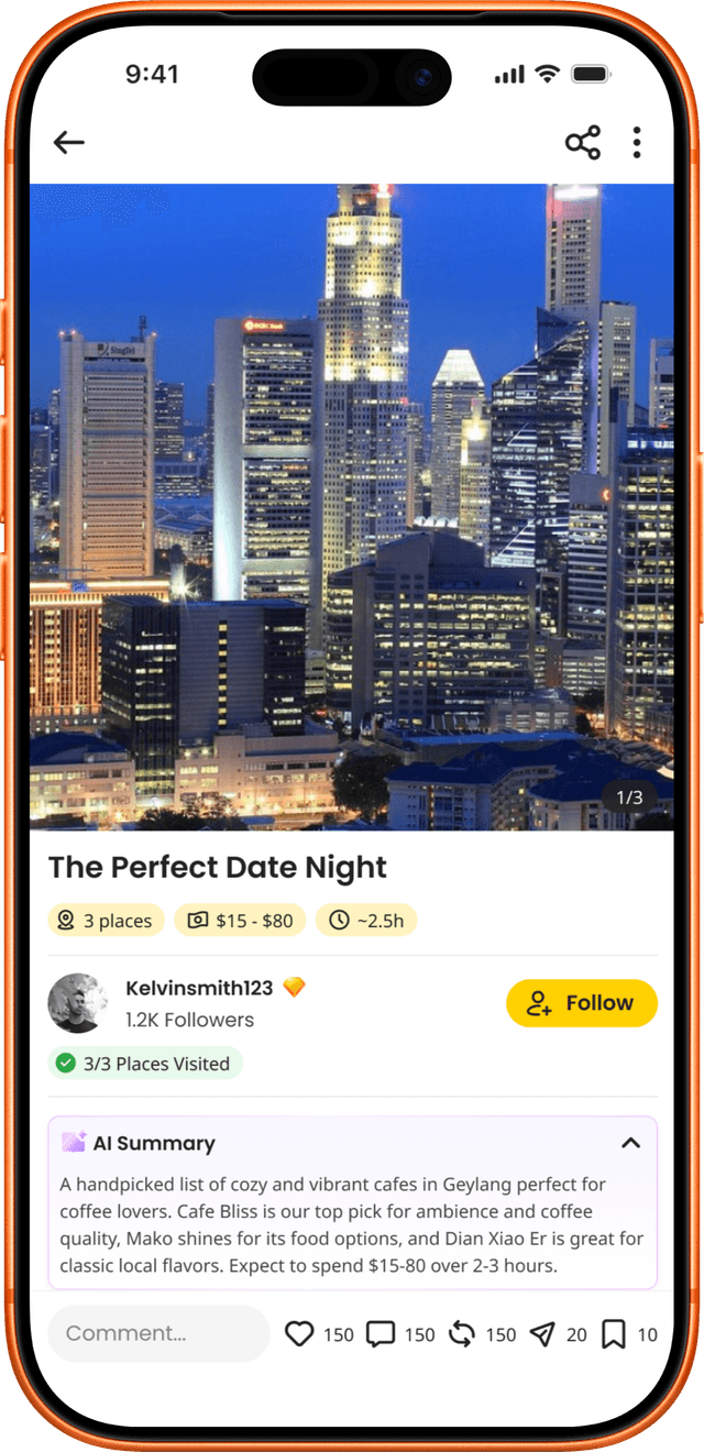 Itinerary overview on Find