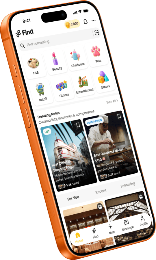 Find app home screen with trending notes